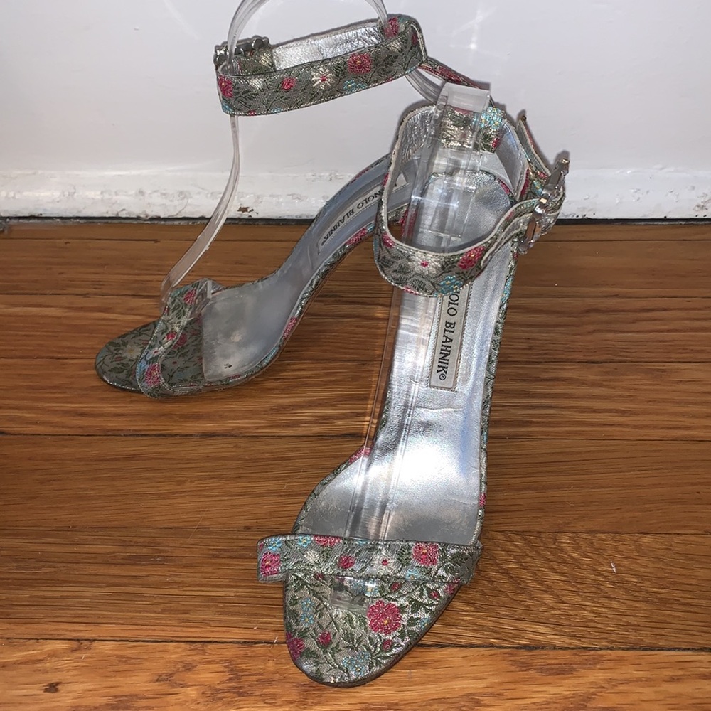 Manolo Blahnik Brocade Floral Heels, 39 or 8.5